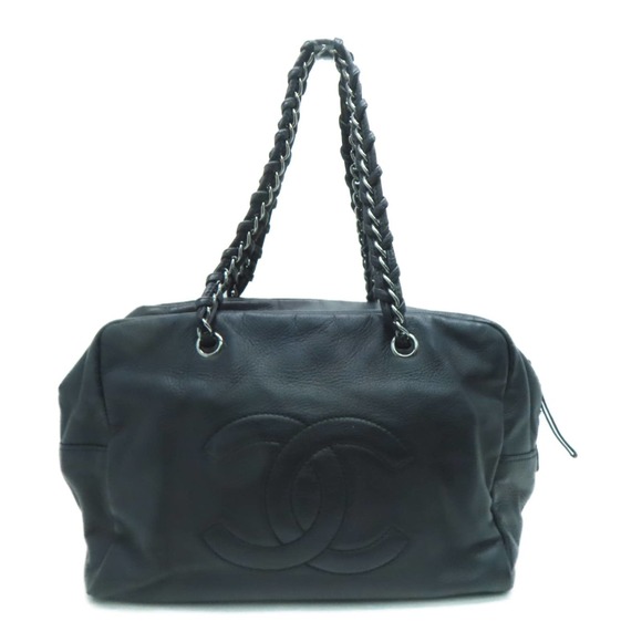 CHANEL, Bags, Beautifulauthentic Chanel Cc Shoulder Bag Calfskin Leather  Black